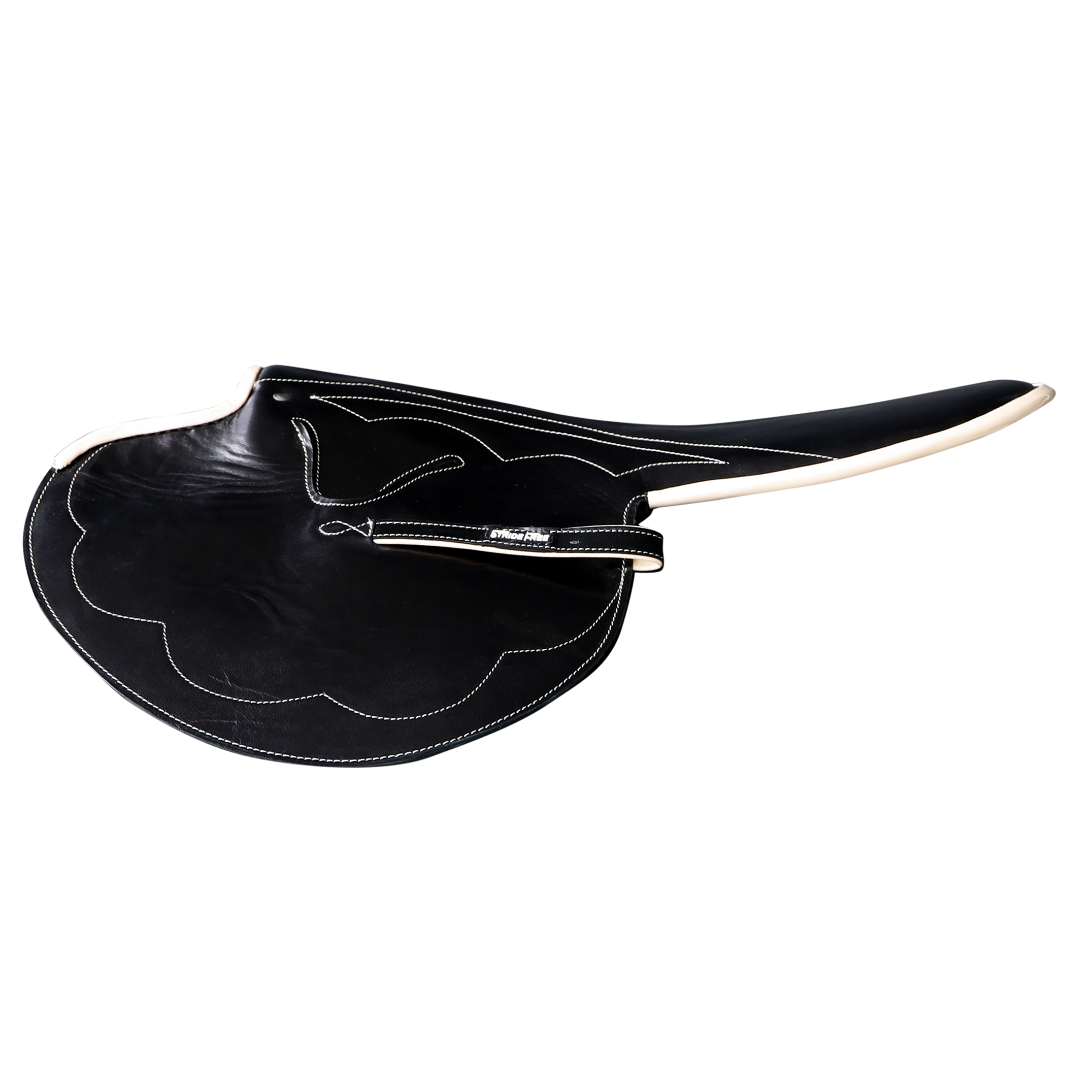 SALE 1kg Race Saddle Black Goat Leather Beige Piping Forward Cut ONE ONLY