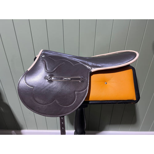 3kg Race Saddle Brown Goat Leather Beige Piping